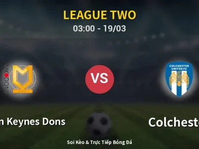 Kết Quả: Milton Keynes Dons 1-0 Colchester – Highlight & Bàn Thắng | League Two